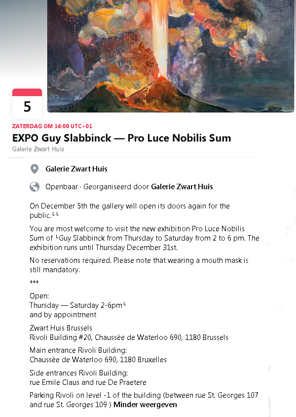 EXPO Guy Slabbinck — Pro Luce Nobilis Sum (Galerie Zwart Huis)